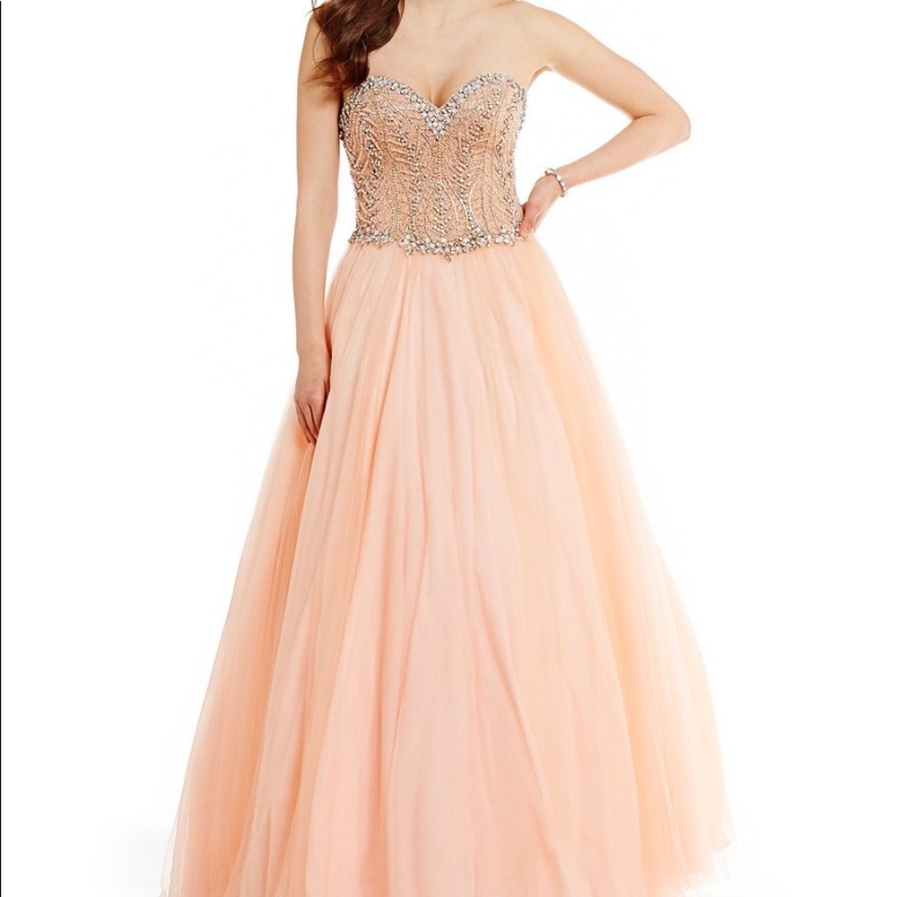 Glamour by Terani Couture Strapless Beaded Gown